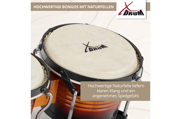 XDrum Bongos Pro Vintage Sunburst SET incl. soporte image 3