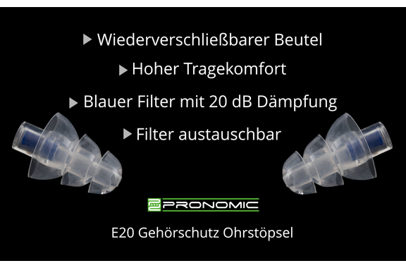 Pronomic E20 Hearing Protection Earplugs 20dB 2x Set image 3