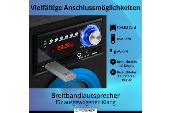 McGrey BS-20 Beachside Bluetooth Altavoz Azul image 3