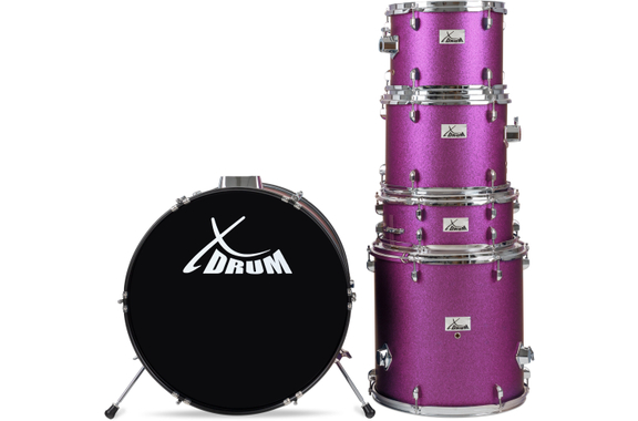 XDrum Semi 22" Standard Drum Set Satin Purple Sparkle Set incl. Boom Stand + Crash Cymbal image 3