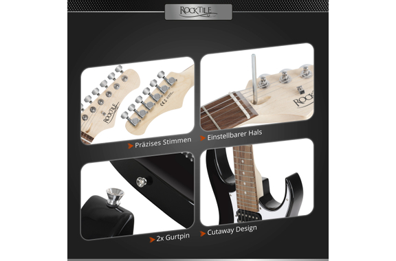 Rocktile Youngster YS-1BK 3/4 Chitarra Elettrica Nera image 3