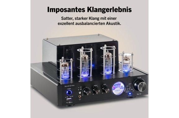 Bennett & Ross TA-70 BK HiFi Stereo-Verstärker im Röhrendesign image 3