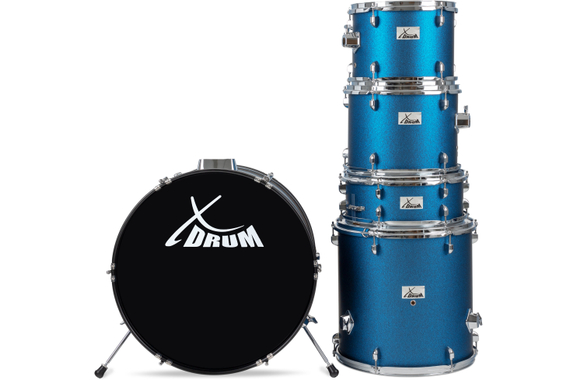 XDrum Semi 22" Standard Drumstel Satin Blue Sparkle Set incl. Galgstandaard + Crashbekken image 3
