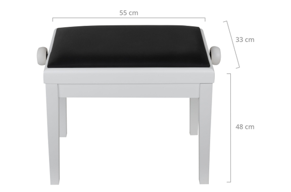 Classic Cantabile Pianobank Model A Wit Mat met zwart kussen image 3