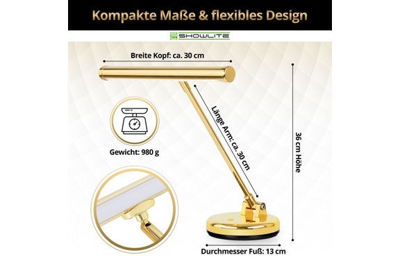 Showlite WW LED Piano Lamp Gold High Gloss image 3
