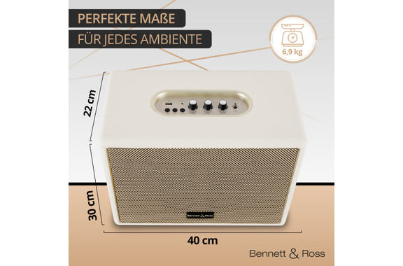 Bennett & Ross BB-880CW Blackmore Giant Bluetooth Lautsprecher Creme-Weiß  - Retoure (Zustand: gut) image 3