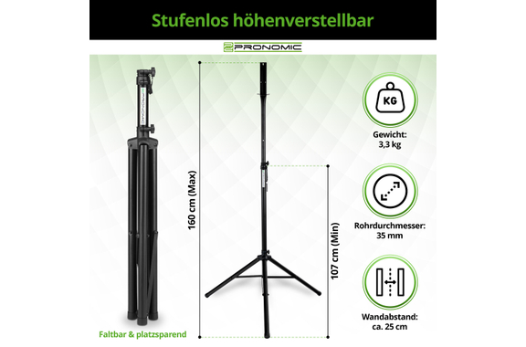 Soporte Para Dianas Pronomic DA-45S BK Negro Set Incl. Bolsa De Transporte image 3