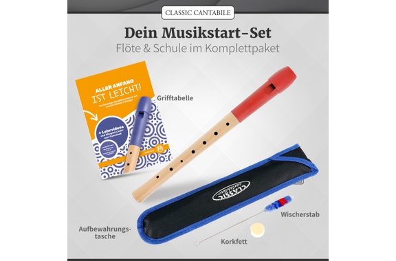 Classic Cantabile Pivella Blockflöte deutsch rot Set inkl. Flötenschule "Aller Anfang ist leicht" image 3