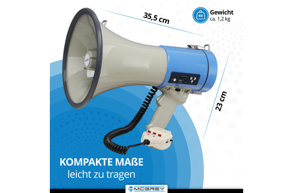 McGrey MP-800HRS USB/SD MP3 Mégaphone, max. 80 Watts, 1000m image 3