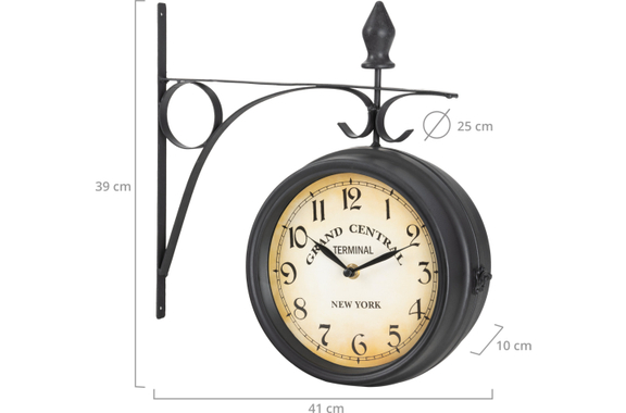 Stagecaptain BHU-4543 BK Orologio Da Stazione Grande Con Supporto A Parete Nero image 3