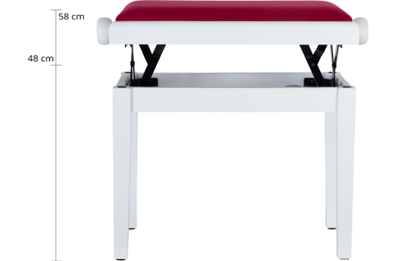 Classic Cantabile Banc De Piano Modèle A Blanc Mat Velours Rouge image 3
