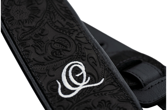 Ortega OSBY-1 Guitar Strap Genuine Leather Byzantine Black image 3