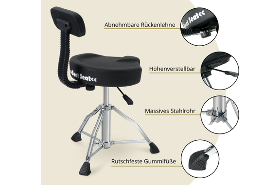 XDrum BeatSeat Drumkruk Zadel Pneumatisch met Rugleuning image 3