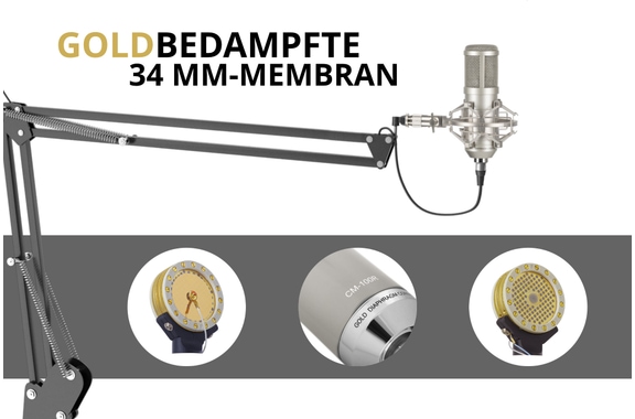 Pronomic CM-100S Studio Grootmembraanmicrofoon incl. spin en windkap zilver image 3