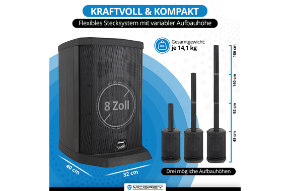 McGrey E-208LAB Aktiv Line Array Akku-Säulenanlage  - Retoure (Zustand: gut) image 3