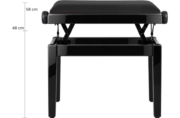 Classic Cantabile Banquette De Piano Modèle A Noir Brillant Velours Noir image 3