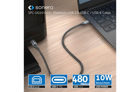 Sonero 2.0 Cavo di Collegamento USB-C a USB-B 3m image 3