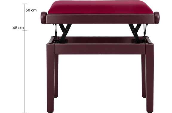 Banc De Piano Classic Cantabile Modèle A Acajou Velours Rouge image 3
