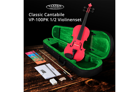 Classic Cantabile VP-100PK 1/2 Violinenset Pink image 3