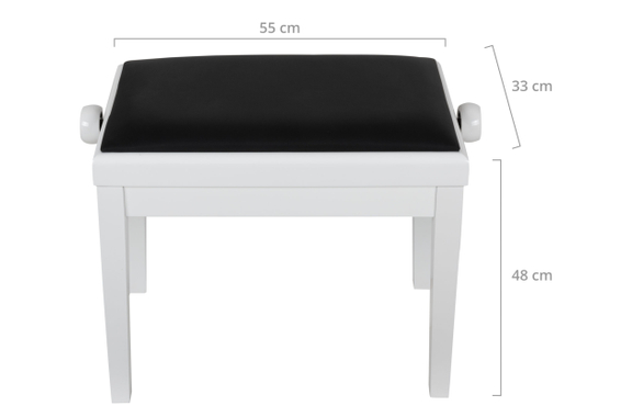 Classic Cantabile Banc De Piano Modèle A Blanc Laqué Avec Coussin Noir image 3