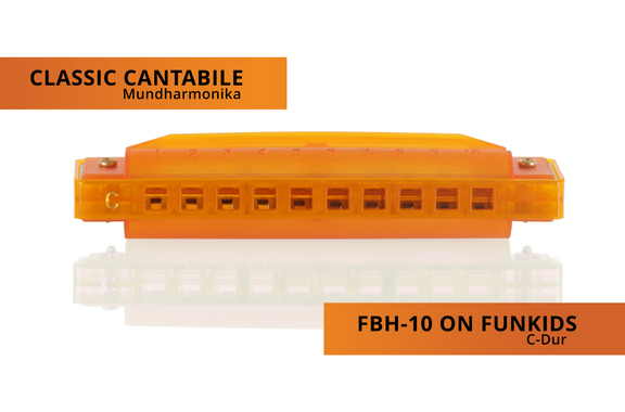 Classic Cantabile FBH-10 ON FunKids Harmonica C Major Orange image 3