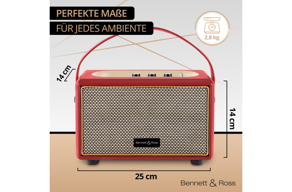 Bennett & Ross BB-820RD Blackmore Junior Bluetooth® Altoparlante Portatile a Batteria Rosso image 3