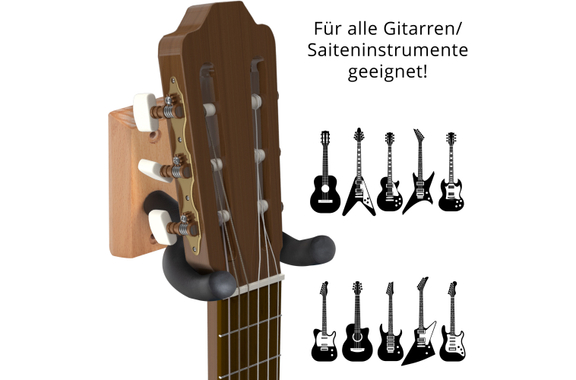 Classic Cantabile Gitarrenwandhalter Holz image 3