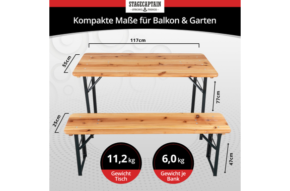 Stagecaptain Hirschgarten Beer Tent Set for Balcony 117 cm Natural 2x Set image 3