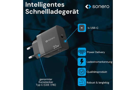 Sonero Cargador USB-C 20 W PD Negro image 3