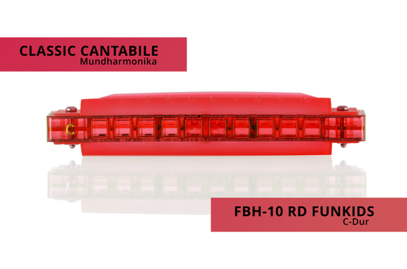 Classic Cantabile FBH-10 RD FunKids Harmonica C Major Red image 3