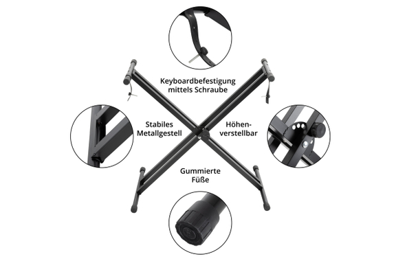 FunKey X-Keyboardstandaard met dubbele steunbalk image 3