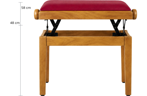 Classic Cantabile Banc De Piano Modèle A Chêne Mat Velours Rouge image 3