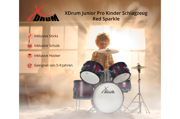 XDrum Junior Pro Kinder Schlagzeug Red inkl. Schule  - Retoure (Verpackungsschaden) image 3