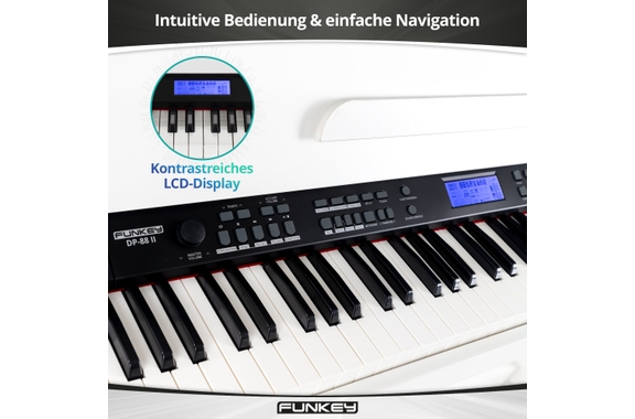 FunKey DP-88 II Digitalpiano blanco Set con banco de teclado Economy, auriculares y escuela de piano image 3