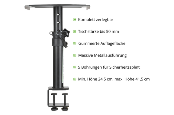 Pronomic SLS-36K BK Pied De Table Avec Pince Pour Moniteurs Studio image 3