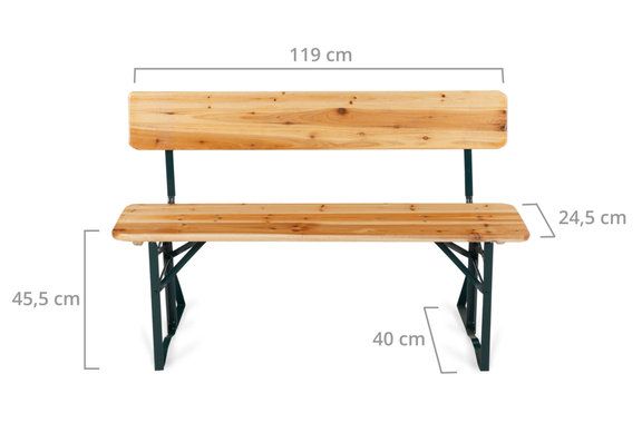 Stagecaptain BBB-119 Hirschgarten Beer Tent Bench with Backrest 119 cm Natural 4x Set image 3