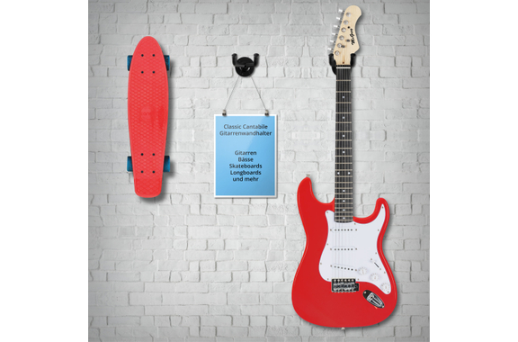 Classic Cantabile Gitaarwandhouder Zwart 3x Set image 3