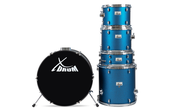 XDrum Semi 22" Standard Schlagzeug Satin Blue Sparkle Set + Dämpfer image 3