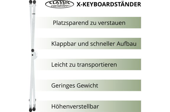 Classic Cantabile Support Clavier X Réglable En Hauteur Blanc image 3