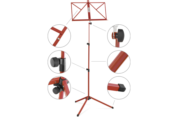 Classic Cantabile 100 Muziekstandaard Medium Rood image 3