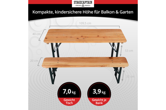 Stagecaptain BBK-110 Hirschgarten Garnitura Infantil Para Carpa Festiva 110 cm Natural 2x Set image 3