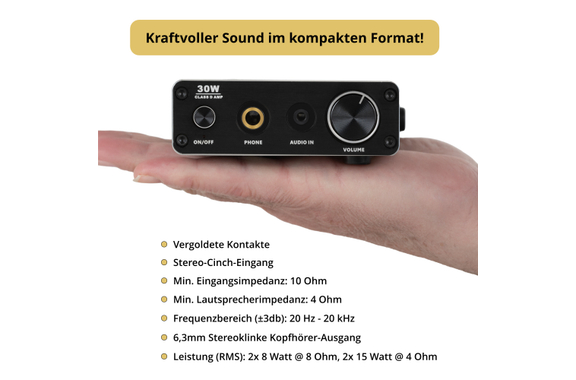 Pronomic MAMP-215 Mini-hifi-versterker 30 Watt image 3