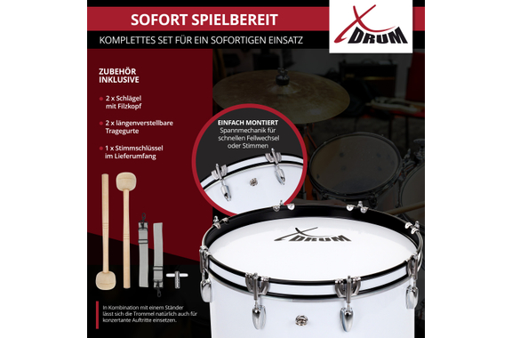 XDrum MBD-226 Marschtrommel 26" x 12"  - Retoure (Zustand: sehr gut) image 3