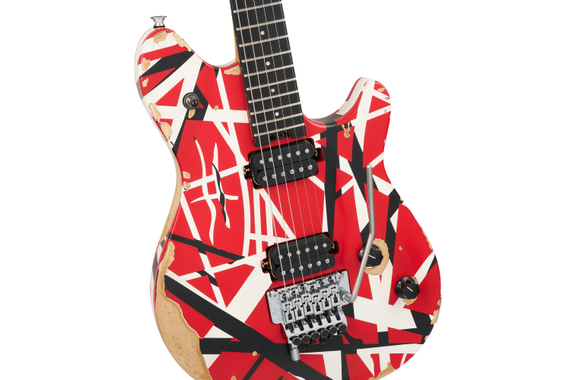 EVH Limited Edition Wolfgang Special Striped Series Red with Black and White Stripes image 3