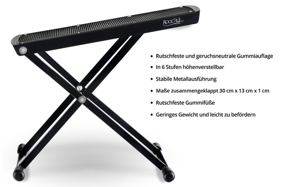 Rocktile Gitarrenfußbank schwarz 3x Set image 3