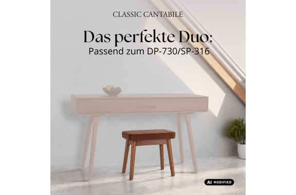 Classic Cantabile Banquette De Piano Design Velours Noyer image 3