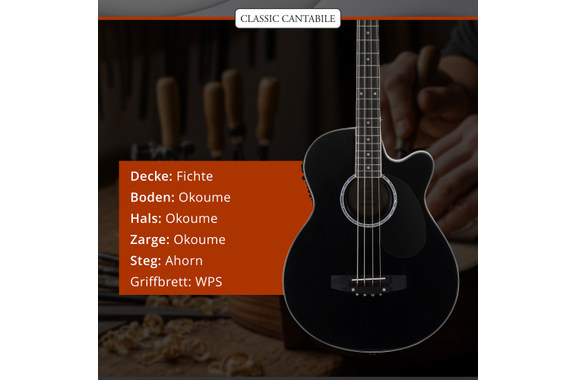 Classic Cantabile AB4-20CE-BK Basse Acoustique Noire image 3