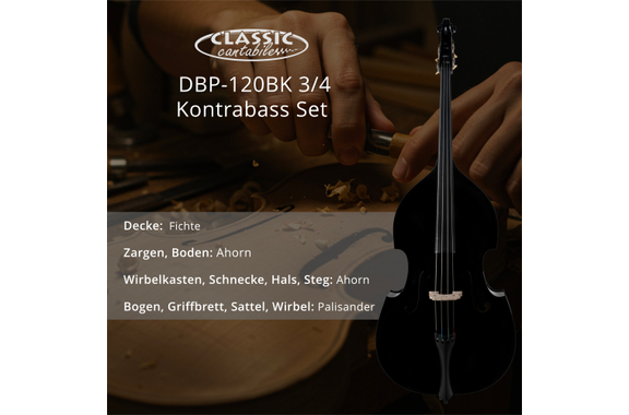 Classic Cantabile DBP-120BK 3/4 Double Bass image 3