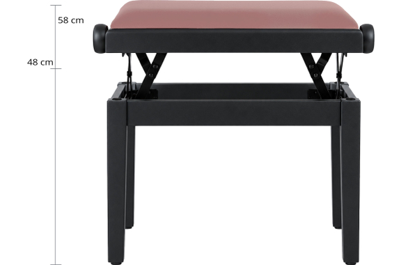Classic Cantabile Banc De Piano Modell A Noir Mat Velours Rosé image 3