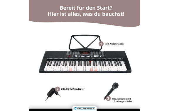 McGrey LK-6120-MIC Clavier à Touches Lumineuses avec Microphone noir image 3